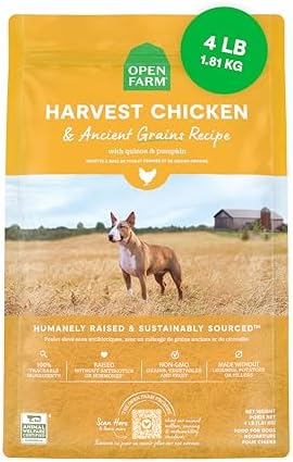 Open Farm Ancient Grains Dry Dog Food, Harvest Chicken Kibble, 4lb Bag