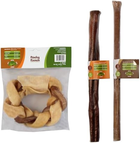 Rocky Ranch, Hard Chewer Bundle Pack, Beef Flavor, 8 oz, Adult Dog, Natural Chew Treats, Dental Care, High Protein. No additives