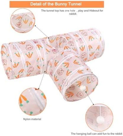 3 Way Washable Rabbit Hideout Toys, Guinea Pig Tunnels & Tubes