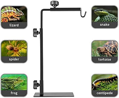 Reptile Heat Lamp Stand, Adjustable 16"- 31" H, Sturdy Metal Light Holder