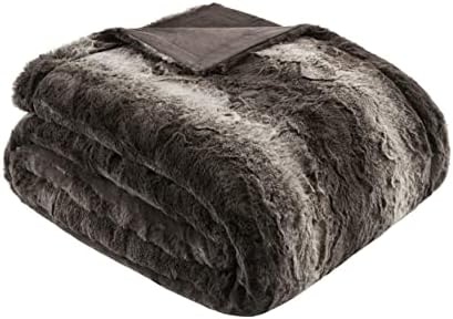 Madison Park Zuri Faux Fur Reversible Throw Blanket, 50 x 60 in, Brown