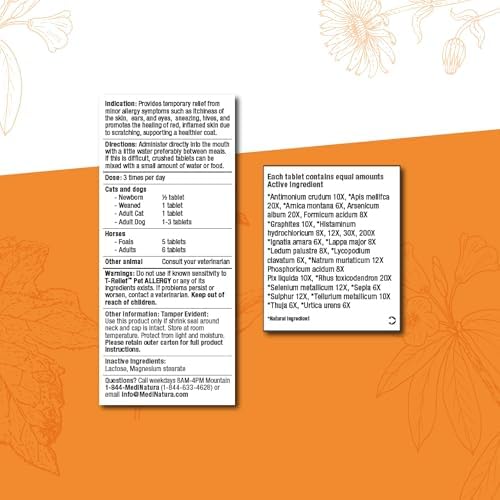 MediNatura T-Relief Pet Allergy Support Homeopathic Tablets, 90 Count