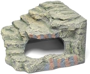 Hide Resin Cave Shelter for Ball Python, Lizard, Leopard Gecko, Bearded Dragon, Terrarium Habitat Decoration (Moss Green, Medium)