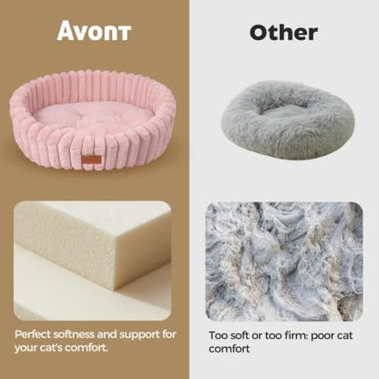 Avont Cat Bed for Indoor Cats, Fluffy Washable with Raised Rim