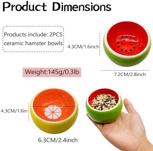 Hamiledyi Hamster Bowl 2 Pack Ceramic Gerbil Food Dish Feeding Bowls for Dwarf Syrian Hamsters Mice Rat Sugar Glider