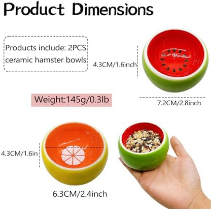 Hamiledyi Hamster Bowl 2 Pack Ceramic Gerbil Food Dish Feeding Bowls for Dwarf Syrian Hamsters Mice Rat Sugar Glider