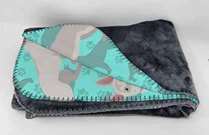 Caroline's Treasures MLM1077TBLT White German Shepherd Soft Travel Blanket with Bag Airplane Blanket, Indoor Outdoor Camping Blanket for Traveling, Picnics, Beach Trips, Concerts