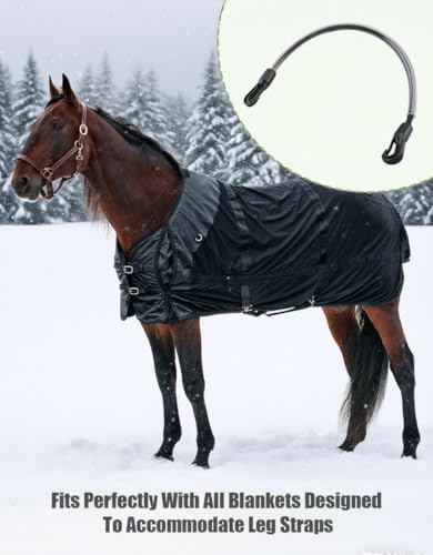 4 Pack Adjustable Elastic Horse Blanket Straps with Double Ended Clips