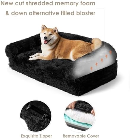 EHEYCIGA Foldable XXL Dog Bed for Large Sized Dog - 54x38x7.5, Black