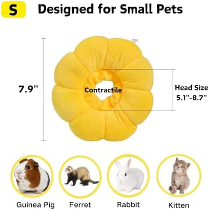 Rabbit Protection Cone Extra Small Soft Elizabethan Collar for Bunny Chinchilla Guinea Pig Small Cat Recovery Collar Kitten E Collar Alternative After Surgery Wound Healing Donut Collar (Yellow, S)