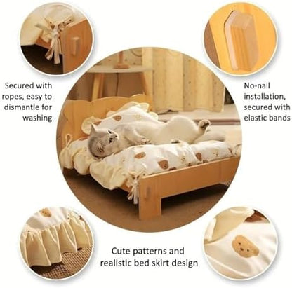 Wooden Pet Bed All Season Detachable Solid Wood Litter Suitable for Cats and Dogs Sturdy(4,Small)