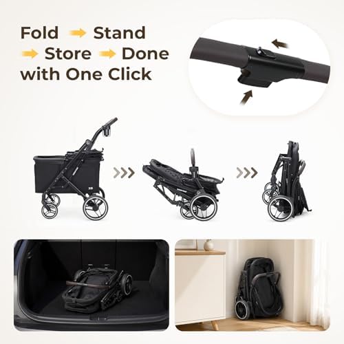 X6 Pet Stroller for Medium Large Pets Up to 70Lbs, Black