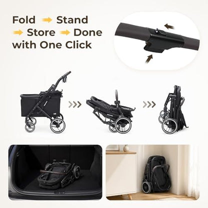 X6 Pet Stroller for Medium Large Pets Up to 70Lbs, Black
