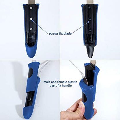 BOTH WINNERS Dual-Sided Shedding Blade with Stainless Steel Blade De-Shedding Tool for All Dog Coat Types- Soft Touch Grip (BLUE)