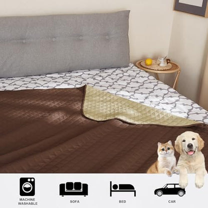 NICETOWN 100% Waterproof Dog Bed Cover Reversible Leak Proof Couch Cover Washable Sofa Furniture Protector Blanket for Pets Kids Children Dog Cat (82 x 82 Inch, Chocolate/Sand, 1 Panel)