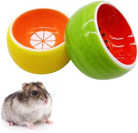 Hamiledyi Hamster Bowl 2 Pack Ceramic Gerbil Food Dish Feeding Bowls for Dwarf Syrian Hamsters Mice Rat Sugar Glider