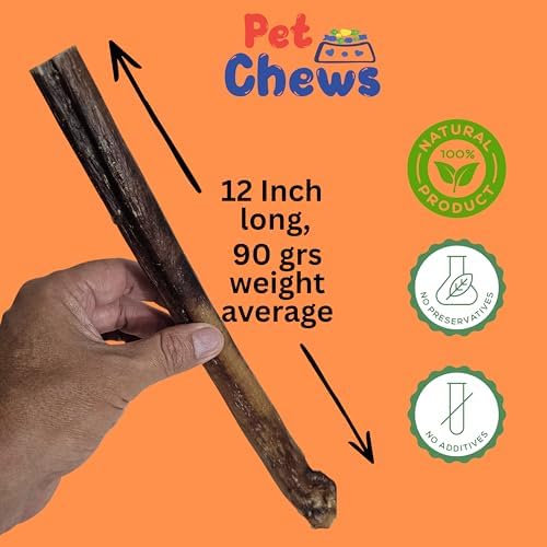 12" Monster Bully Sticks (3-Pack, 90g Each) Ultra Thick | 100% Natural Grass-Fed Beef Dog Chews, Odor-Free | Long Lasting Treats for Large Dogs & Extreme Aggressive Chewers | High Protein