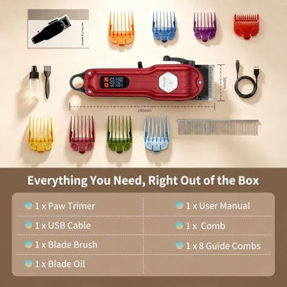 Dog Cordless Grooming Kit Low Noise for Heavy Thick Hair&Coats