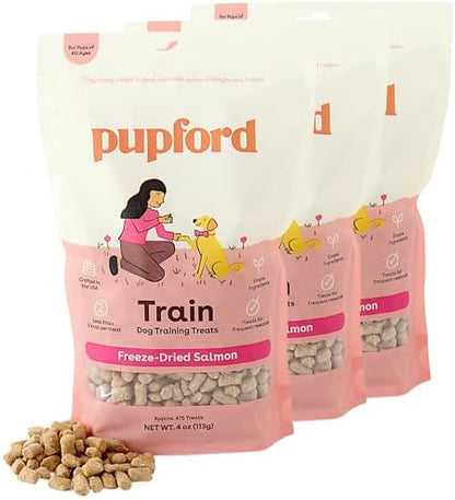 Pupford Freeze Dried Dog & Puppy Training Treats (Salmon, 4 oz, 3 Pack)