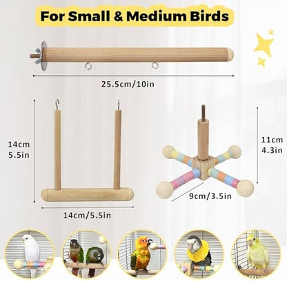 Bird Spinning Perch & Swing Toy Combo, Multi-Functional Parrot Toy