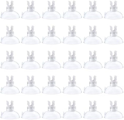 Pawfly Aquarium Suction Cup Clips for Standard 3/16" ID Airline Tubing Clear Air Hose Holder Clamp Accessories for Fish Tank Aeration Setup, 30pc