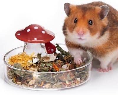 Niteangel Hamster Feeding & Food Bowls: Mushroom Glass & Chew-Resistant