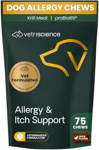 VetriScience Allergy & Itch Support Chews for Dogs, Duck, 75 Count