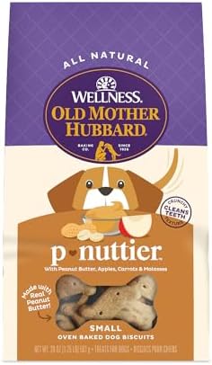Wellness Old Mother Hubbard Classic P-Nuttier Dog Biscuits, Natural Training Treats, Peanut Butter Flavor, Small Size, 20 oz Bag