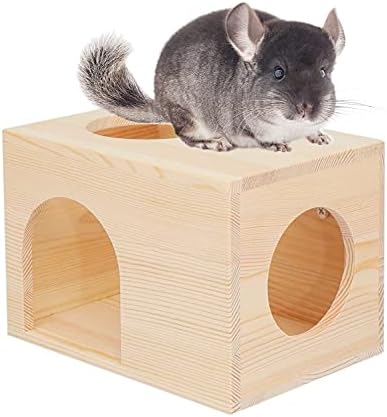 C-LIGHT Pet Chinchilla Hut Hideout Natural Wooden Small Animal Hideout for Chinchilla Squirrel Sugar Gliders (B)