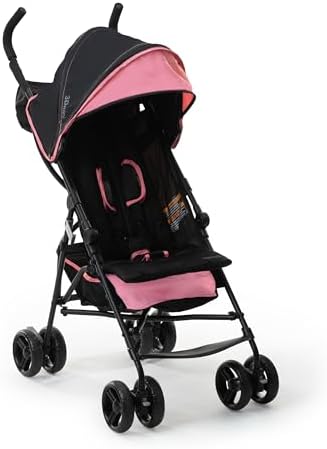 Ingenuity 3D Mini Convenience Stroller – Lightweight Stroller with Compact Fold, Multi-Position Recline, Canopy with Pop Out Sun Visor and More – Umbrella Stroller for Travel, Pink