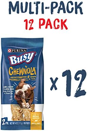 Purina Busy Rawhide Small/Medium Breed Dog Bones, Chewnola with Oats & Brown Rice - (Pack of 12) 2 ct. Pouches