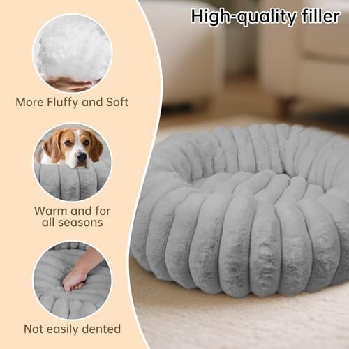 Donut Small Medium Dog Bed Washable Kitty & Puppy Bed,28ins Grey