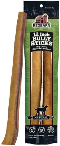 Redbarn Pet Products All-Natural 12" Large Bully Sticks for Dogs - Premium Grain-Free & Rawhide-Free Single Ingredient Long Lasting Low Odor Dental Treat for Chewers - 2 Count