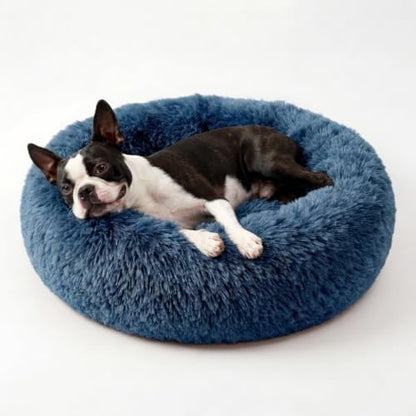 nononfish Plush Donut Dog Bed,Cozy Round Pet Bed for Small Dogs