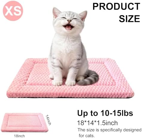 Dog Bed Mat - Dog Crate Pad - Reversible Mat for Pet Comfort - Soft Bed Crate Pads with Dual-Sided Design for All Seasons (Pink, 18" L x 14" W x 1.5" Th)