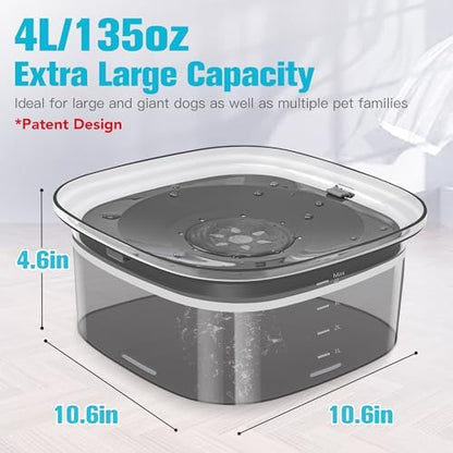 UPSKY 4L Dog Water Bowl No Spill Large Capacity Slow Drinking Water Feeder