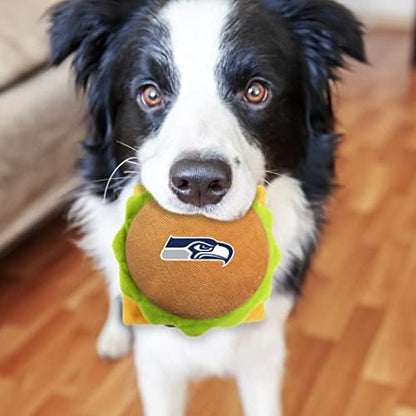 Pets First NFL Seattle Seahawks Stadium Cheese Burger Plush Dog & Cat Squeak Toy with Beautiful Team Name & Logo