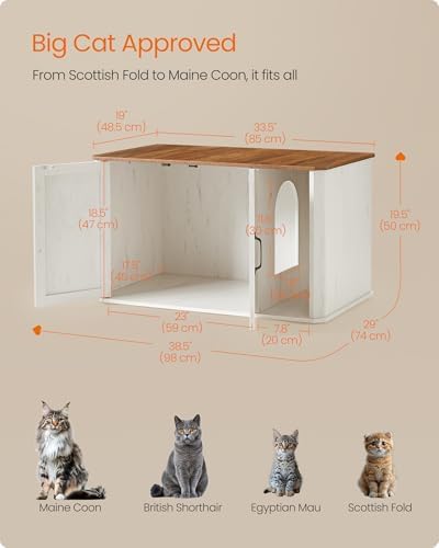 Feandrea Litter Box Enclosure, Modern Cat Litter Box Furniture Hidden
