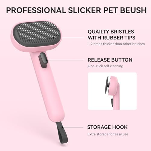 Aumuca Cat Brushes for Indoor Cats, Cat Hair Brush for Shedding, Cat Brush for Long or Short Haired Cats, Cat Grooming Deshedding Brush for Dog Kitten Horse Massage Removes Loose Fur