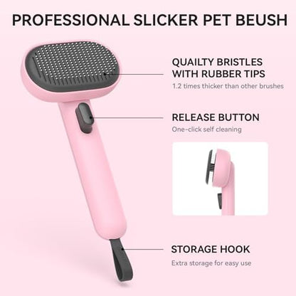 Aumuca Cat Brushes for Indoor Cats, Cat Hair Brush for Shedding, Cat Brush for Long or Short Haired Cats, Cat Grooming Deshedding Brush for Dog Kitten Horse Massage Removes Loose Fur