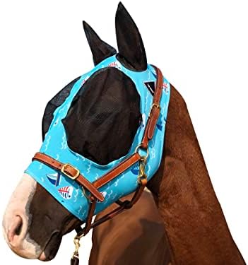 Horse Fly Mask Super Comfort Horse Fly Mask Elasticity Fly Mask with Ears We Only Make Products that Horses Like… (Sky Blue, M)