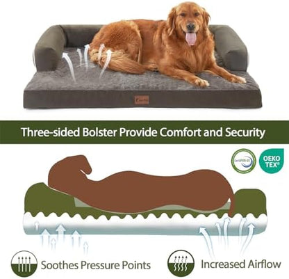 Orthopedic Washable Dog Bed for Large Dogs, 36x27in, Dark Green