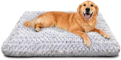 Dog Bed Large Size, Plush Washable Pet Bed Mat, Dog Crate Bed 35"x23", Gray