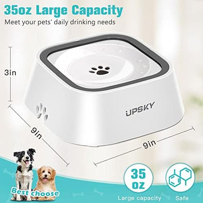 UPSKY 35oz No-Spill Pet Water Bowl, Slow Water Feeder for Dogs and Cats