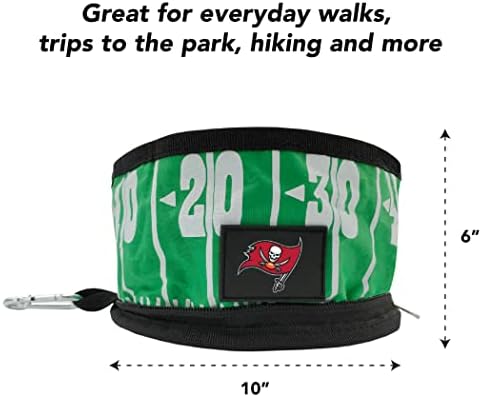 NFL Tampa by Buccaneers Pets First Collapsible Dog Travel Bowl Set, 2 Pack Food and Water Bowls for Dogs, Best Portable & Lightweight Leak-Proof Dog Bowls for Travel