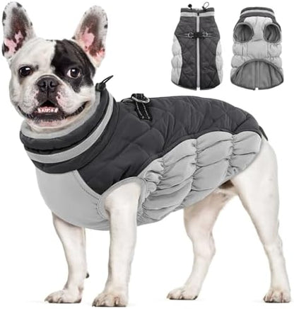 AOFITEE Dog Coat for Small Dogs Warm Waterproof Dog Jacket with Harness