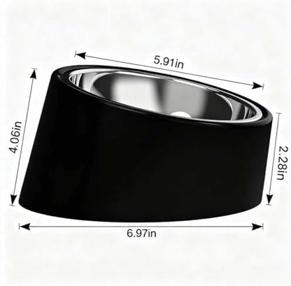 15° Tilted Dog Bowl for Small Dogs Flat-Faced Breeds - Anti-Choke Ergonomic Elevated Feeder Non-Slip Base - 2-in-1 Detachable Stainless Steel Food & Water Bowls - Classic Black Sleek Style (Ｍ, Black)