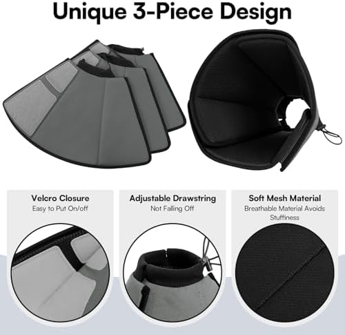 Queenmore Soft Recovery Cone for Small Dogs, Adjustable Comfy Dog Cone