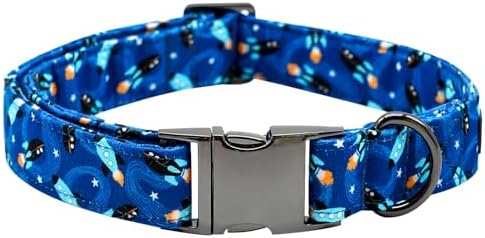 Dog Collar, Summer Rocket Durable Metal Boy Dog Collars Adjustable Pet Collar for Small Medium Large Dogs