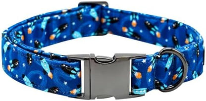 Dog Collar, Summer Rocket Durable Metal Boy Dog Collars Adjustable Pet Collar for Small Medium Large Dogs